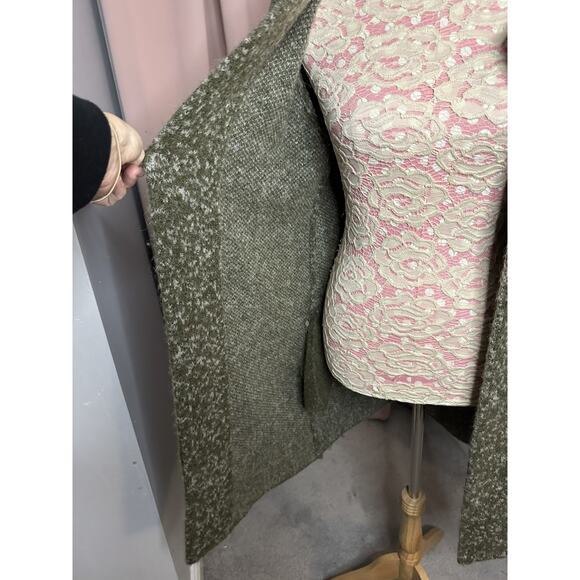 EUC MIA MAI Long Open Cardigan Olive Green Italy Mohair Wool Blend Sz Medium - Picture 4 of 10
